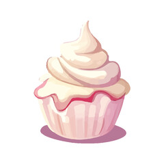 pink cupcake isolated on white. Pink cupcake on a white background. Vector illustration. Delicious baked goods for design.