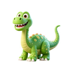 Fototapeta premium Charming Green Cartoon Dinosaur with Friendly Big Eyes and a Wide Smile