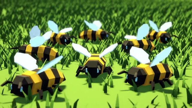 ow Poly 3D Honeybees Grounded by Pesticides and Nectar Drought, Symbolizing the Bee Extinction Crisis and Environmental Collapse.