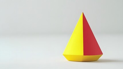 Fototapeta premium Abstract Red Yellow Geometric Pyramid Shape Minimalist Design
