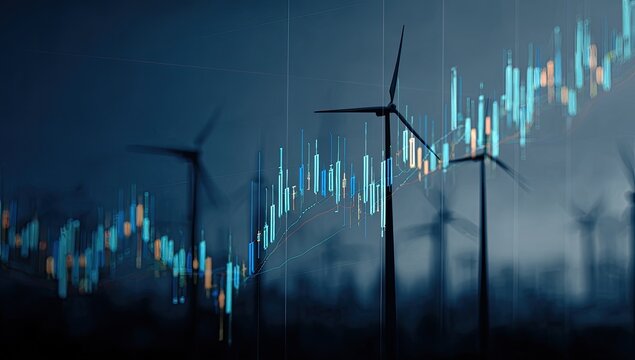 Wind turbines & financial data overlay