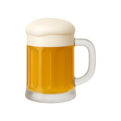 A Tall Glass of Golden Beer with a Thick Frothy Head Isolated on a Transparent Background