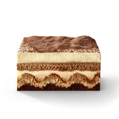 Layered Tiramisu Dessert with Cocoa Powder and Cream