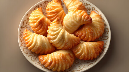 Delicious Top View of Gujia Sweets in Plate Isolatedon Transparent Background