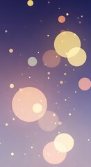 Soft bokeh lights on a gradient purple background, abstract background with glowing circles and sparkles