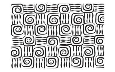 Seamless pattern with spiral and line art