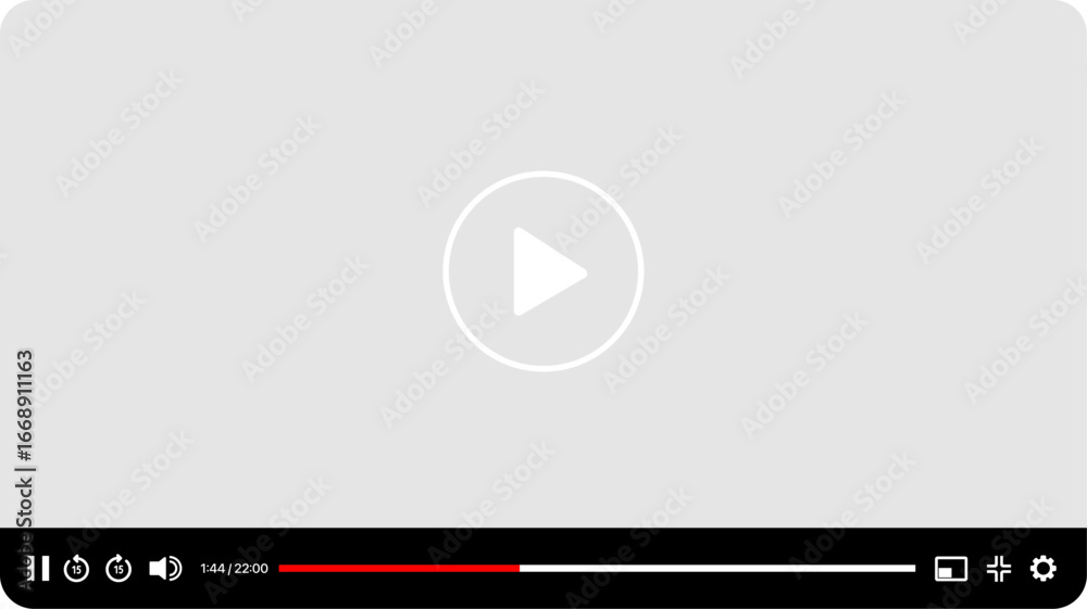 Wall mural modern video player png with play button, streaming frame, and interactive ui controls for social me