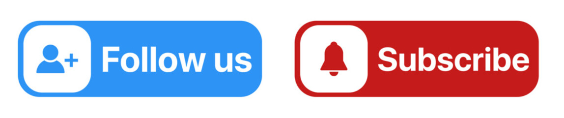 Follow Us Subscribe Badge PNG Icon for Social Media, Label Design, and Call-to-Action Button for Online Engagement Vector Illustration