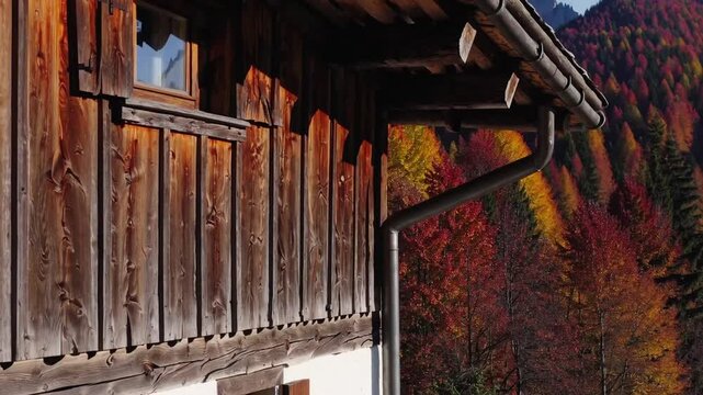 Scenic Autumn View of the Val di Funes Countryside in the Dolomite Mountain Range