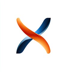 Abstract logo featuring two intertwined, gradient-filled shapes forming an 'X', one orange and one dark blue, creating a dynamic, flowing design on a white background