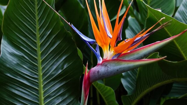 tropical foliage plant known as bird of paradise with designated clipping path