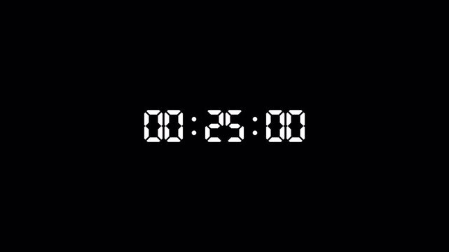30 minute countdown timer animation in thirty seconds ,thirty minute timer animation in thirty second on a transparent background in 4k video 