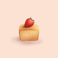 Strawberry Cake Slice Illustration Design