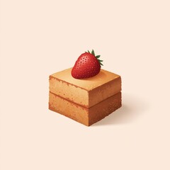 Strawberry Cake Slice Illustration Design