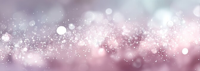 Abstract background of soft pink and silver bokeh, featuring numerous out-of-focus lights and glittering particles, creating a dreamy, ethereal effect