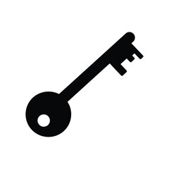 A black key icon on a white background