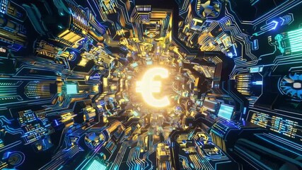 Digital Processor Unit With Integrated Euro Currency Symbol - Powered by Adobe