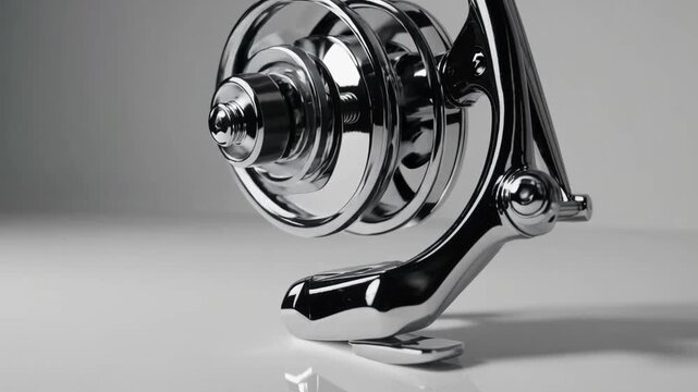 Angling Spinning Apparatus with Silvery Frame on Pale Foundation