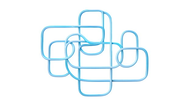 Blue Glowing Tangled Tubes Abstract Network Design