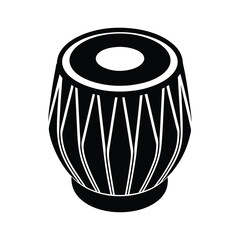 silhouette of a decorative tabla on white backgroud