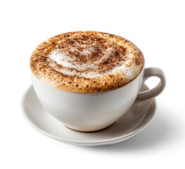 Creamy cappuccino in a white mug