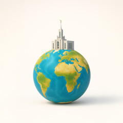 Naklejka premium 3D Scientology church icon on small planet isolated on white background