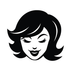 silhouette of a female face with wink expression