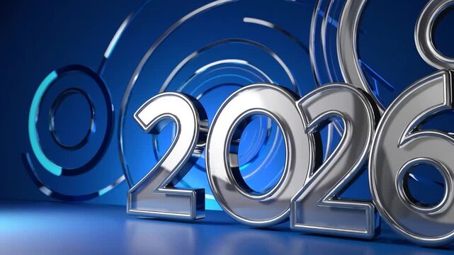 Three-Dimensional Rendered Design Concept for Future Year Objectives with Target ry on Blue