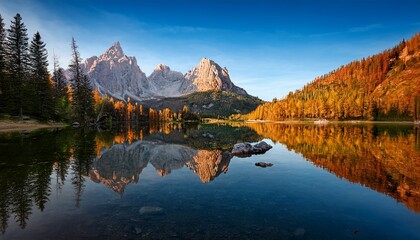 Obraz premium majestic mountain reflected in still water