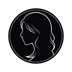 silhouette of a girl s face inside a circle