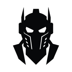 silhouette of a robot face with glowing eyes o