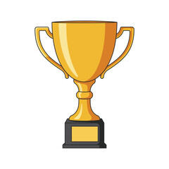 Golden trophy cup on black base with blank plaque