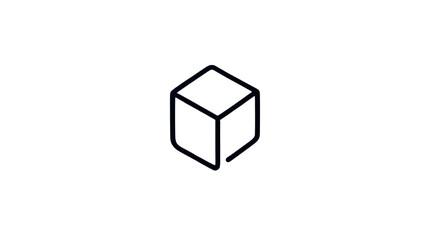 Obraz premium White Outline Geometric Cube Abstract Concept