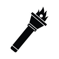 silhouette of a torch light with battery symbol 