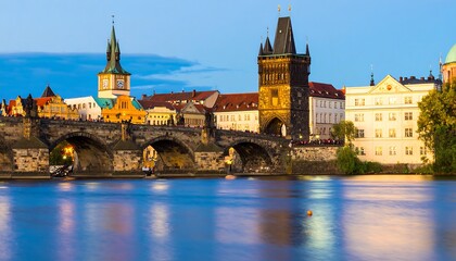 Prague Castle Bridge at Dusk