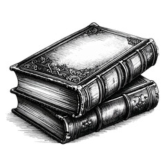 Vintage ornate leather-bound books with intricate embossed cover designs and gold embellishments stacked together, classic antique literary collection