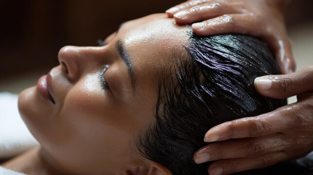 Woman receiving head massage (2)
