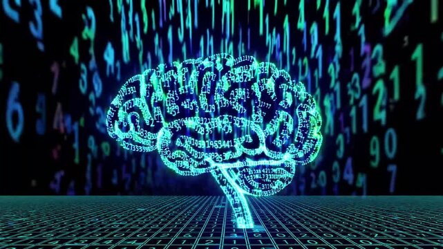 conceptual representation of brain composed of or interacting with numerical digits