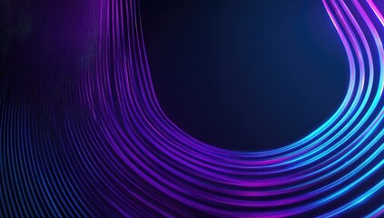 Abstract swirling neon lines, purple and blue hues on a dark background, creating a dynamic, futuristic design