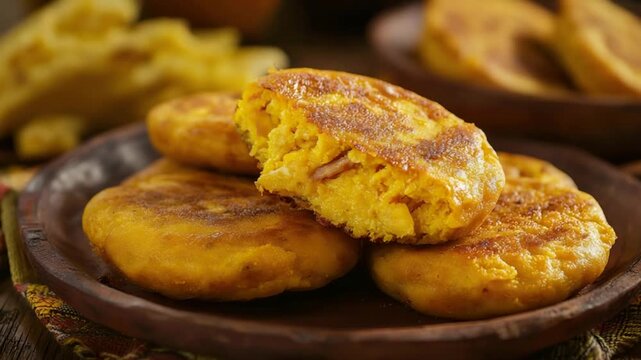 traditional colombian arepa snack close up video