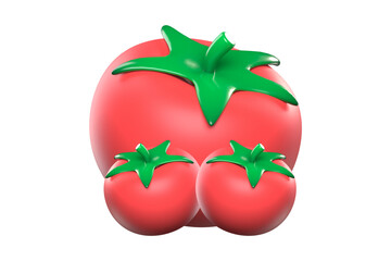 Three fresh tomatoes isolated on transparent background