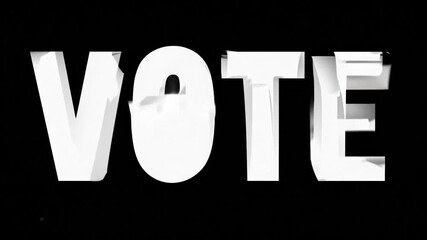 The word VOTE displayed in bold capital letters against solid dark background - Powered by Adobe