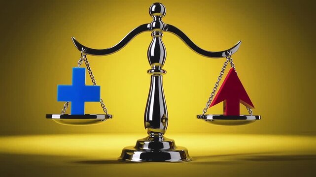 Addition and subtraction or affirmative and non-affirmative indicators are in equilibrium on weighing instrument