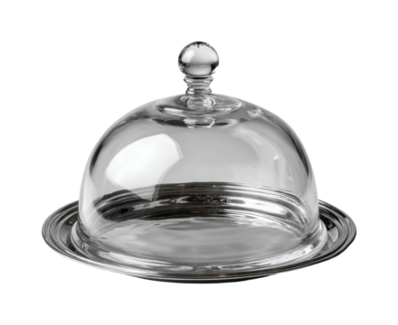 Elegant food presentation under glass dome kitchen product modern isolated on transparent background, png