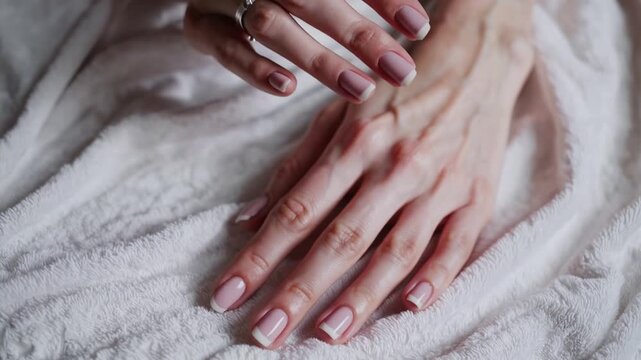 The practice of nail care and grooming shown with well-maintained hands in the front view