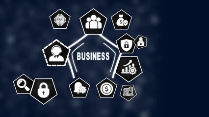 Business concept diagram with icons for growth security and customer service image photo