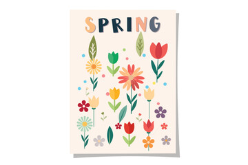 Colorful Spring Flowers Illustrated with Vibrant, Cheerful Design Elements