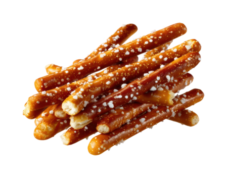 Tasty crunchy pretzel sticks for snacks food isolated on transparent background, png