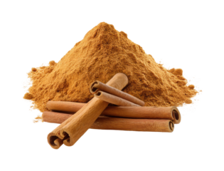 Cinnamon powder preparation kitchen food warm lighting culinary isolated on transparent background, png