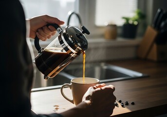 Halloween Product Photography Styling French Press Coffee Brewing Morning